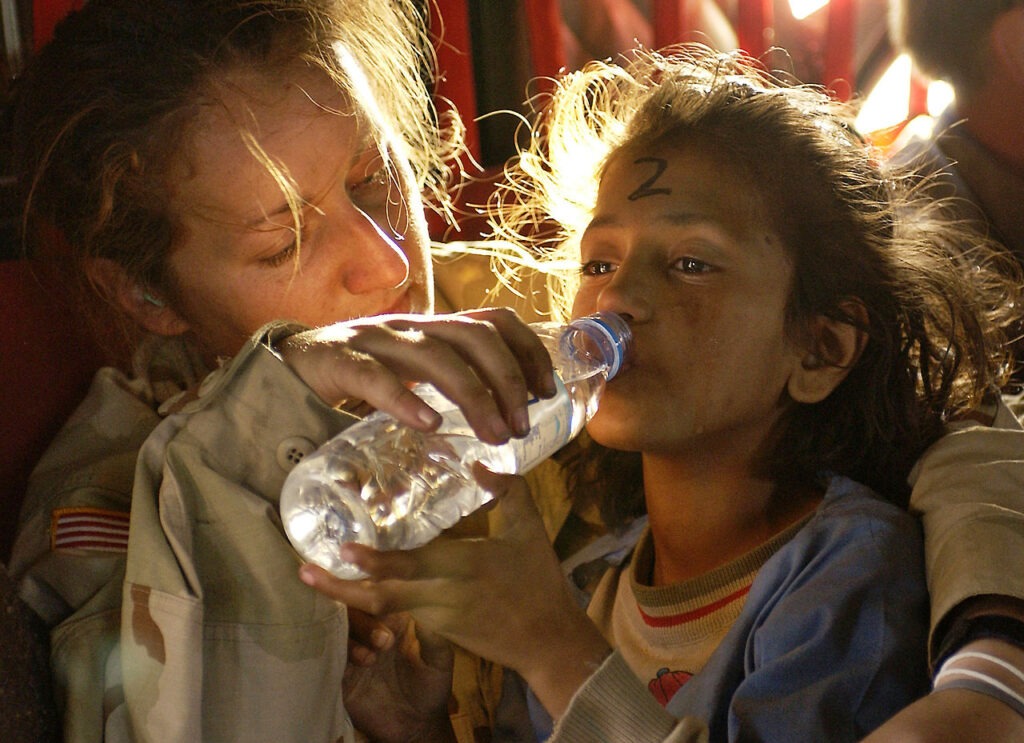 Humanitarian aid from bottled water