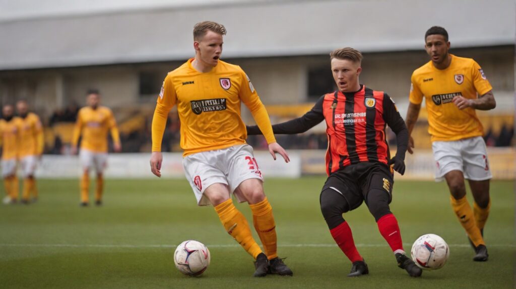 Maidstone United vs Stevenage playing in an FA Cup soccer game