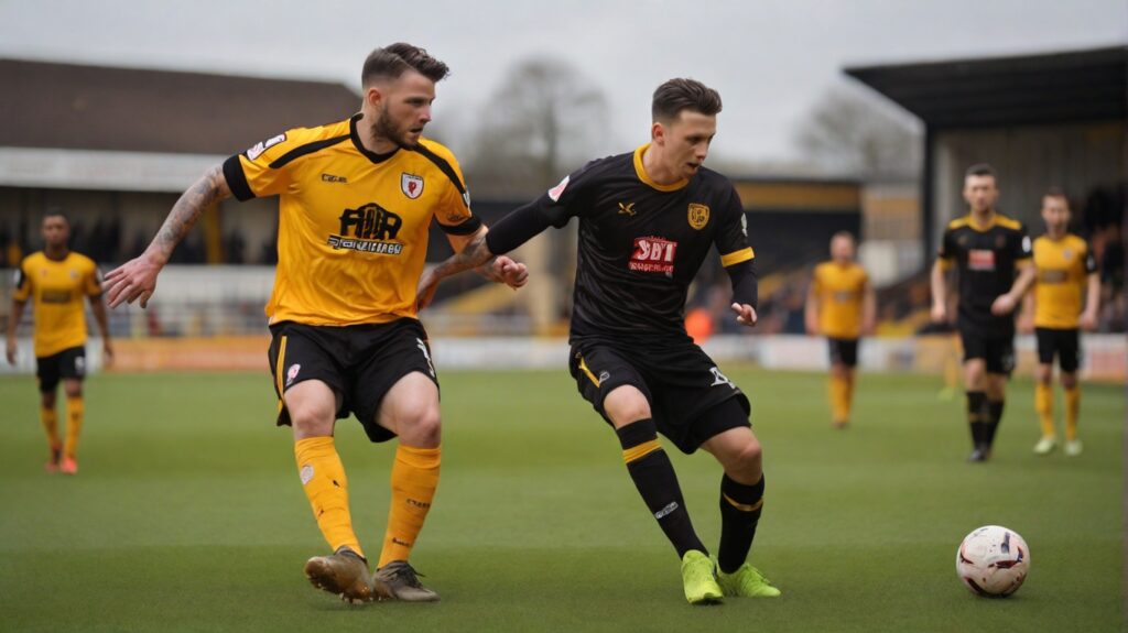 Maidstone United vs Stevenage playing in an FA Cup soccer game