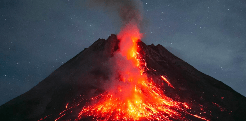 Mount Marapi situated in Indonesia volcanic eruption