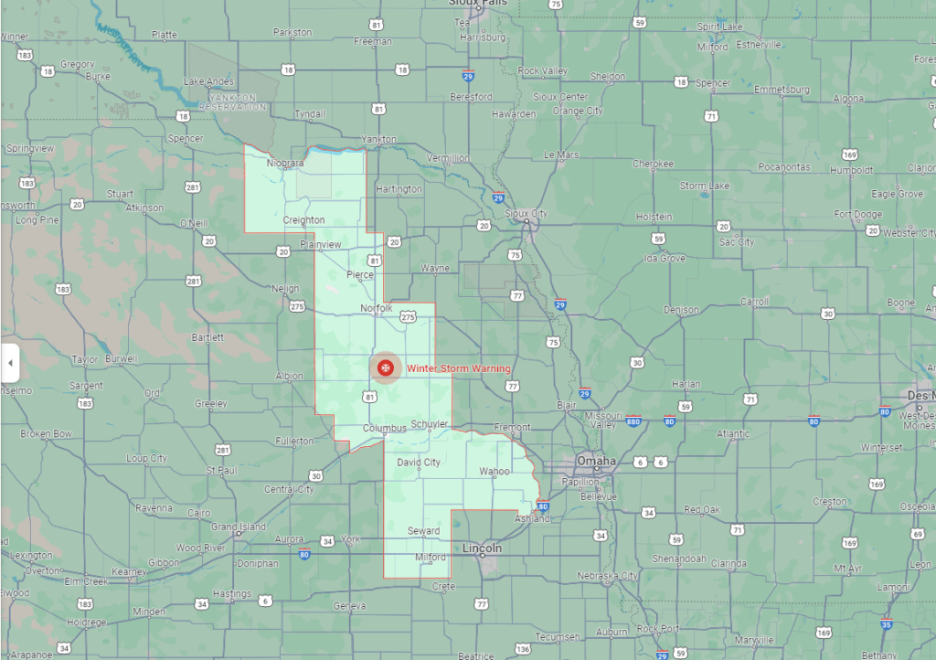 Winter Storm Warning - Source- National Weather Service